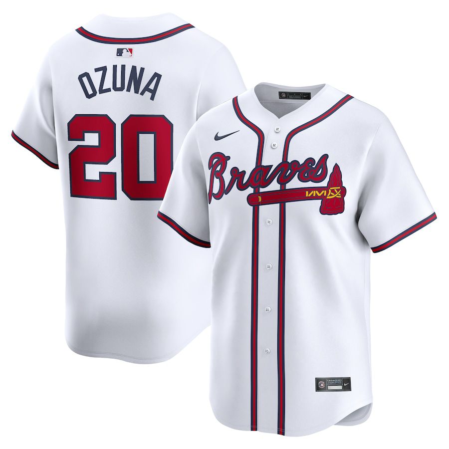 Men Atlanta Braves #20 Marcell Ozuna Nike White Home Limited Player MLB Jersey